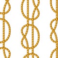 Seamless pattern with jute rope knots. Nautical, fishing and decorative nodes. Royalty Free Stock Photo