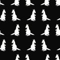 Seamless pattern with kangaroos on a black background. Vector illustration. Royalty Free Stock Photo