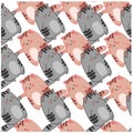 Seamless pattern kawaii cats hold each ather