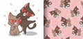 Seamless pattern kawaii cats are wearing heart glasses Royalty Free Stock Photo