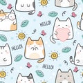 Seamless Pattern Kawaii Cute Cats