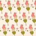 Seamless pattern with kawaii dango characters vector illustration Royalty Free Stock Photo