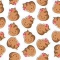 Seamless pattern with kawaii poop on white background. Cartoon poo, feces icons. Shit patterns, evil turd. Vector