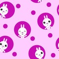 Seamless pattern, kawaii rabbits. Easter symbol Vector Royalty Free Stock Photo