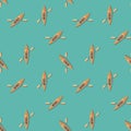 Seamless pattern with kayak boats on turquoise background Royalty Free Stock Photo