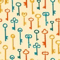 Seamless Pattern Key Illustration. A Set of Different Key Figures