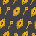 Seamless pattern with key vector. Gold locks and keys background. Royalty Free Stock Photo