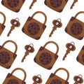 Seamless pattern with key vector. locks and keys background. Royalty Free Stock Photo