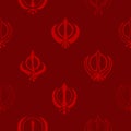 Seamless pattern with Khanda