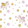 seamless pattern. Kids illustration of the unicorn. Royalty Free Stock Photo