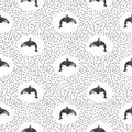 Seamless pattern with killer whales.