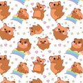 Seamless pattern with kit collection vector illustration cute cartoon hamsters kawaii chibi style Royalty Free Stock Photo