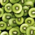 seamless pattern with kiwi slices on green background Royalty Free Stock Photo