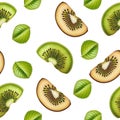 Seamless pattern with kiwi slices