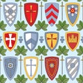 Seamless pattern with knightly shields