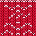 Seamless pattern knitted texture, repeating ornament red and white colors Royalty Free Stock Photo