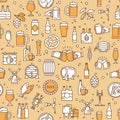 Seamless pattern kraft beer icons in modern style on the theme of beer.