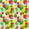 Seamless Pattern Kumquat Fruits Exotic Ornament Background