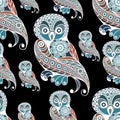 Seamless pattern with lace owl 2 Royalty Free Stock Photo