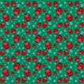 Seamless pattern with ladybirds and drops Royalty Free Stock Photo