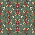 Seamless pattern, large curly elements. Bright color print in oriental style Royalty Free Stock Photo