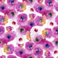 Seamless pattern of large pink flowers