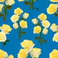 Seamless pattern of large and small bouquets of yellow roses