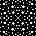 Big and small White Polka Dots on Black background, Seamless Royalty Free Stock Photo