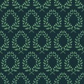 Seamless pattern with laurel branches on a blue background