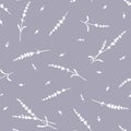 Seamless pattern with lavender. white silhouette of lavender on a purple background. illustration for use in design