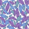 Seamless pattern. Blue Leaf illustration.