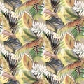 Seamless pattern leaves allover design with background