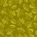 Seamless pattern with leaves of different shapes in green colors. Vector graphics Royalty Free Stock Photo