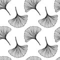 Seamless pattern with leaves. Ginkgo biloba leaves background. Royalty Free Stock Photo