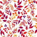 Seamless pattern of leaves, herbs, tropical plant.