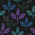 Seamless pattern leaves plant. Floral nature motif abstract print. Modern background. Royalty Free Stock Photo