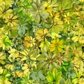 Seamless pattern, leaves, summer, light green, heat, flora, wall