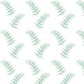 seamless pattern with leaves watercolor green fern branch Royalty Free Stock Photo