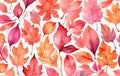 seamless pattern with leaves Watercolor seamless pattern with pink and orange autumn leaves Royalty Free Stock Photo