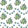 Seamless pattern with leaves on white background