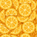 Seamless pattern of lemon citrus yellow fruit halved and sliced flat vector illustration