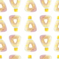 Seamless pattern with lemon flavor Cute delicious drink.