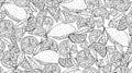 Seamless pattern of lemon fruits hand drawn, background . Coloring page.  Vector illustration Royalty Free Stock Photo