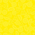 Seamless pattern with lemon. White flat icon citrus, lime slice on color background. Linear icon fruit set. Modern design Royalty Free Stock Photo