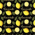 Seamless pattern lemonade with lettering