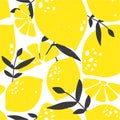 Seamless pattern with lemons, leaves Royalty Free Stock Photo