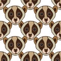 Seamless pattern lemur lory on a branch. eps10 vector stock illustration.