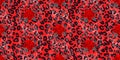 Seamless pattern with leopard print and red roses. Vector background with animal skin and flower texture. For printing on fabric, Royalty Free Stock Photo