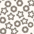 Seamless pattern with leopard stars and circles, trendy rock or punk design, vector illustration background. EPS 10 Royalty Free Stock Photo