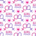 Seamless pattern with lesbian and feminist symbols.